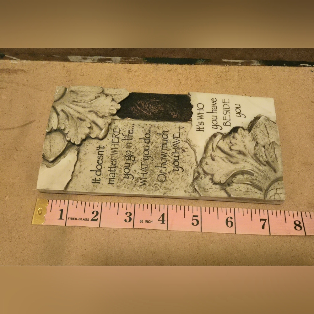 Vintage-Style Stone Resin Wall Plaque - Inspirational Quote Home Decor - Picture 3 of 8